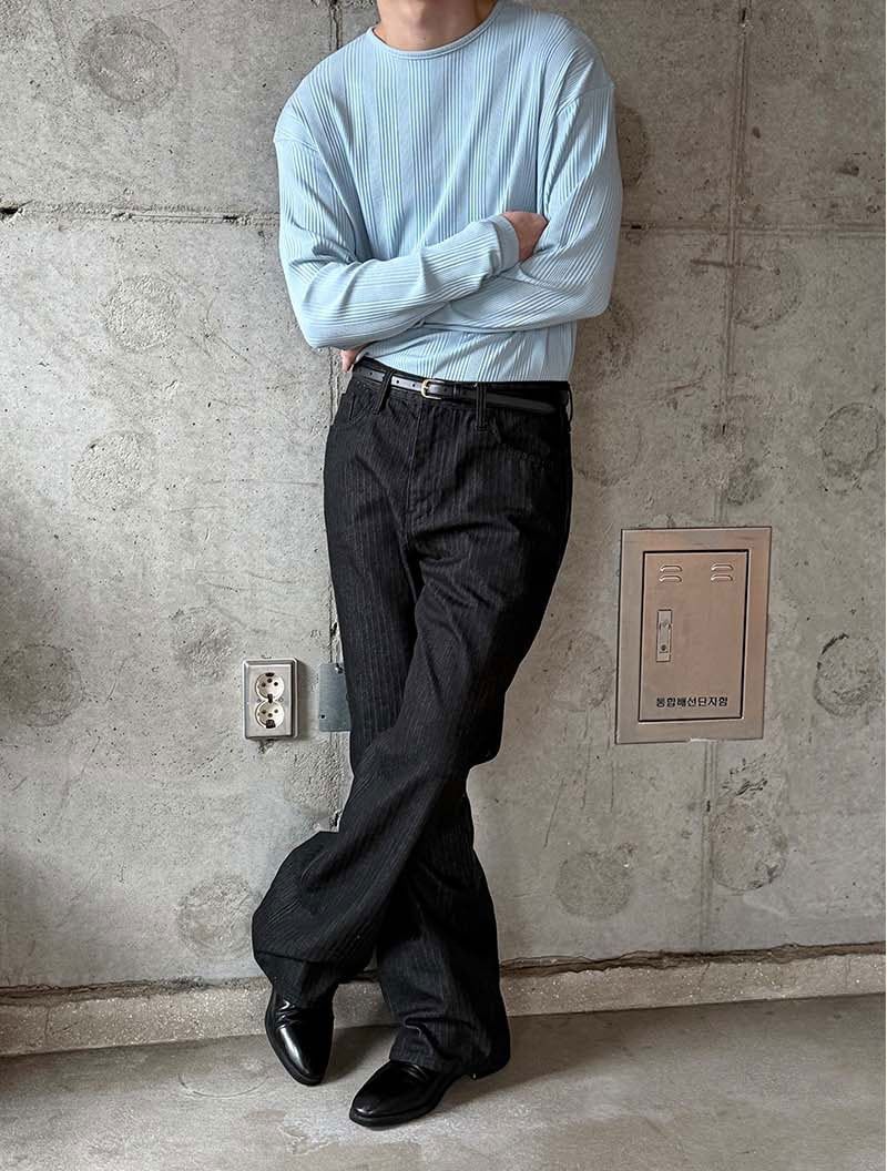 Irrregular rib slim long sleeves(5color)