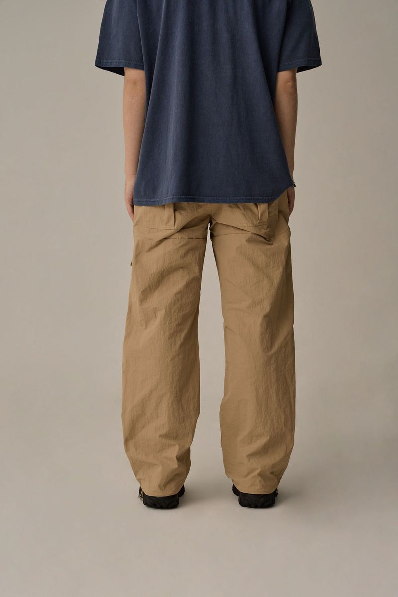 FRONT POCKET NYLON CARGO PANTS(BEIGE)