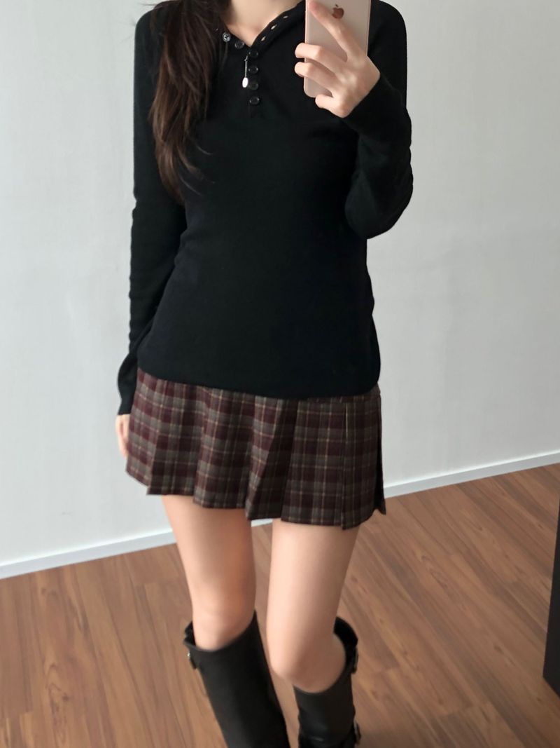 Fair Checkered Pleats Skirt (2 colors)