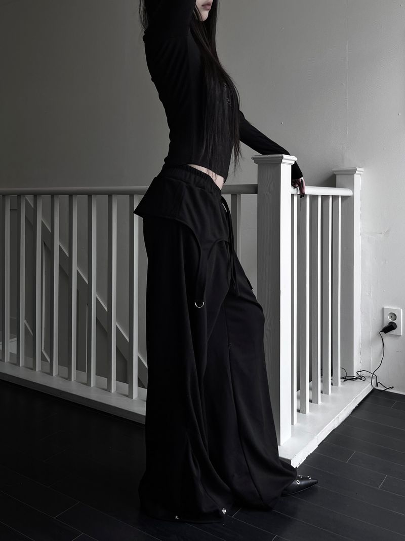 D-ring snap wide pants (2color)