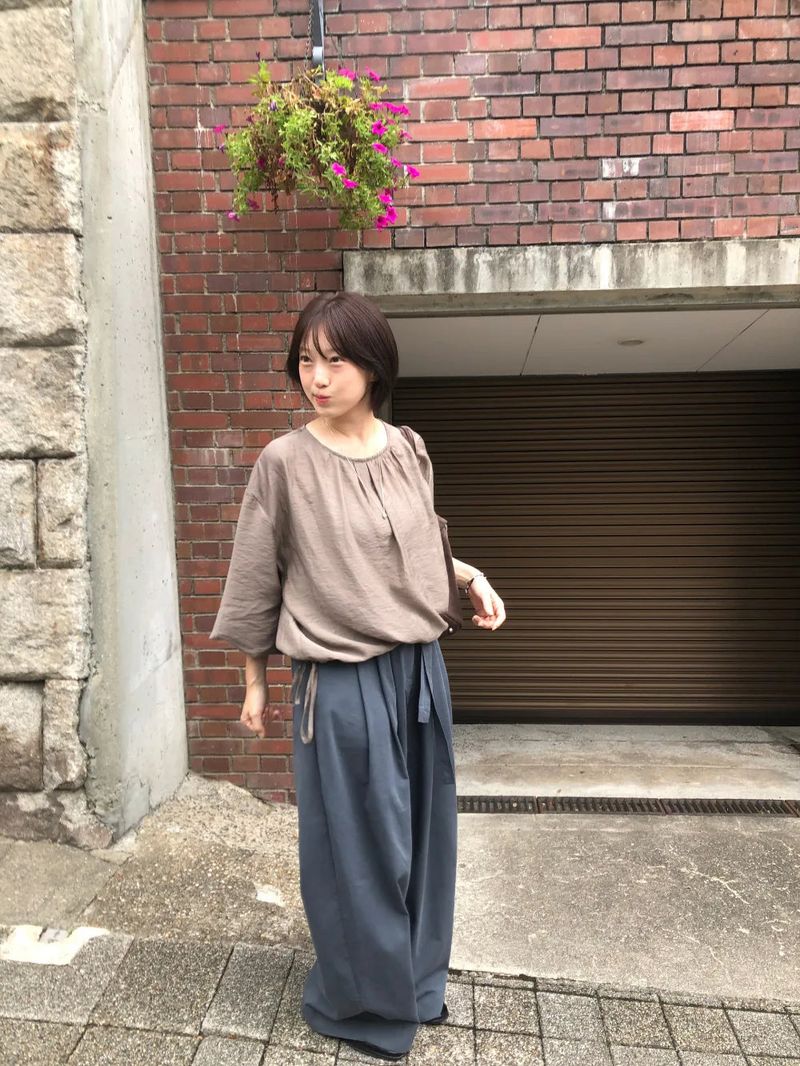 Belted cotton pants