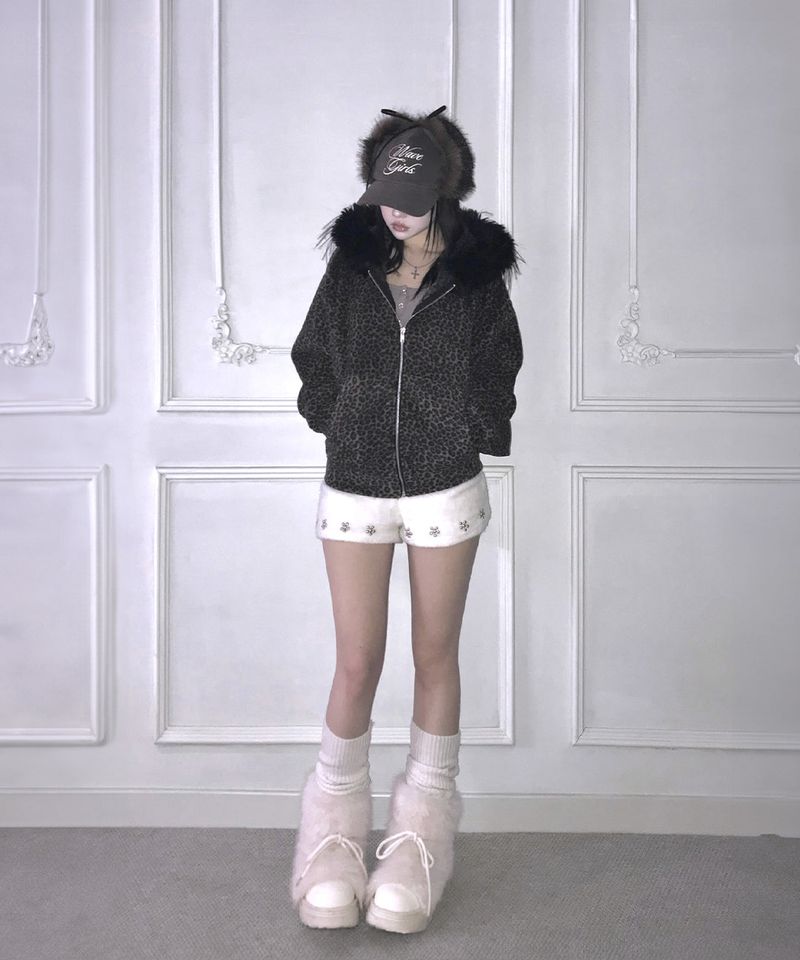 leo fur zip-up (2colors)