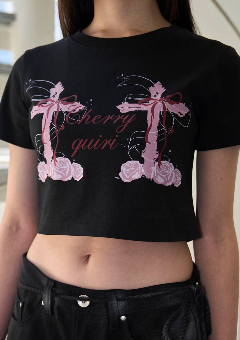 cross roses tee - black