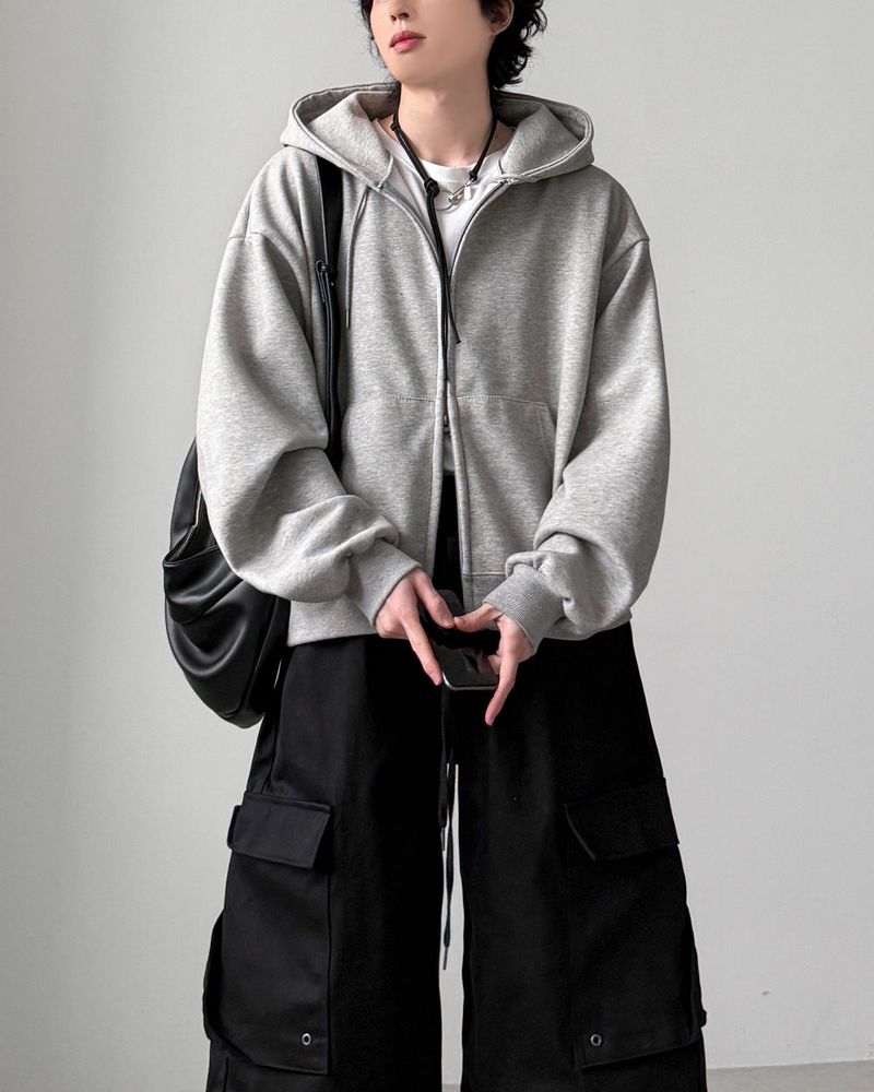Bound Crop Hood Zip-Up