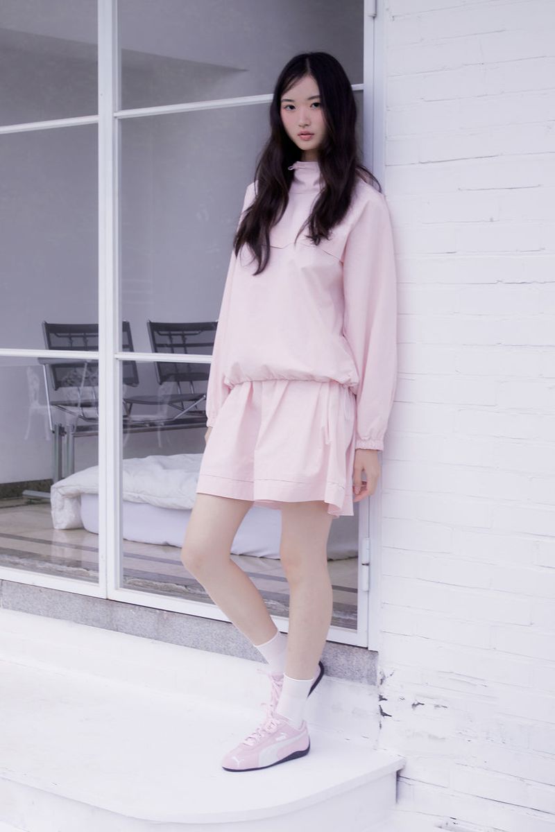 Pintuck shirring mini skirt (PINK)