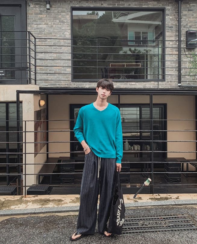 Seilen Stripe Banding Wide Slacks