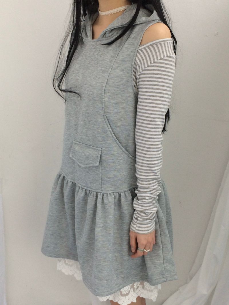 Pocket Flare Hooded Dress