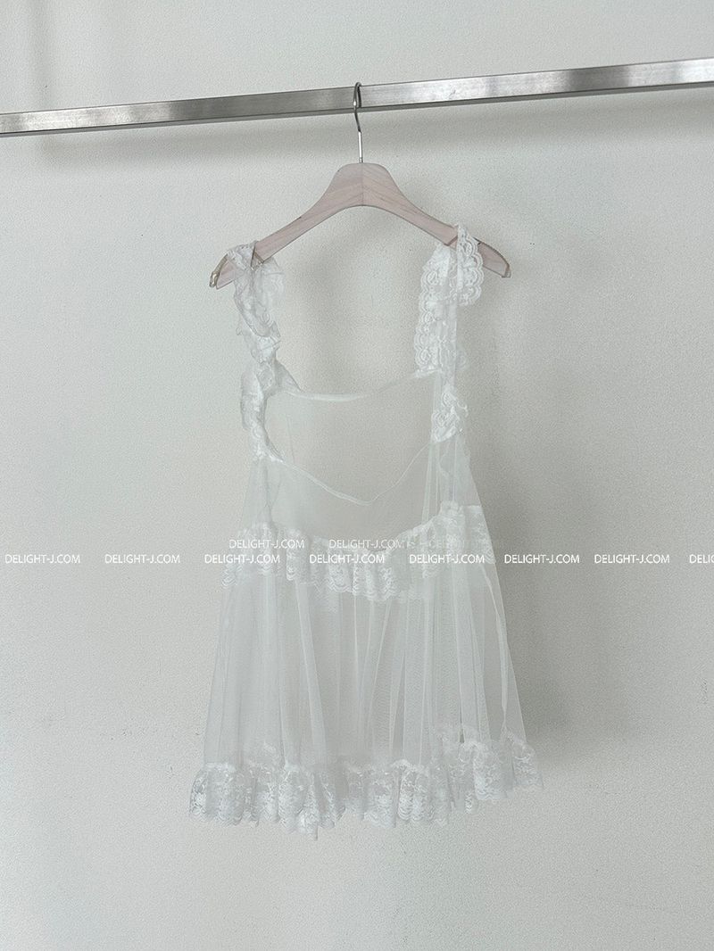 see-through layered frill mini dress