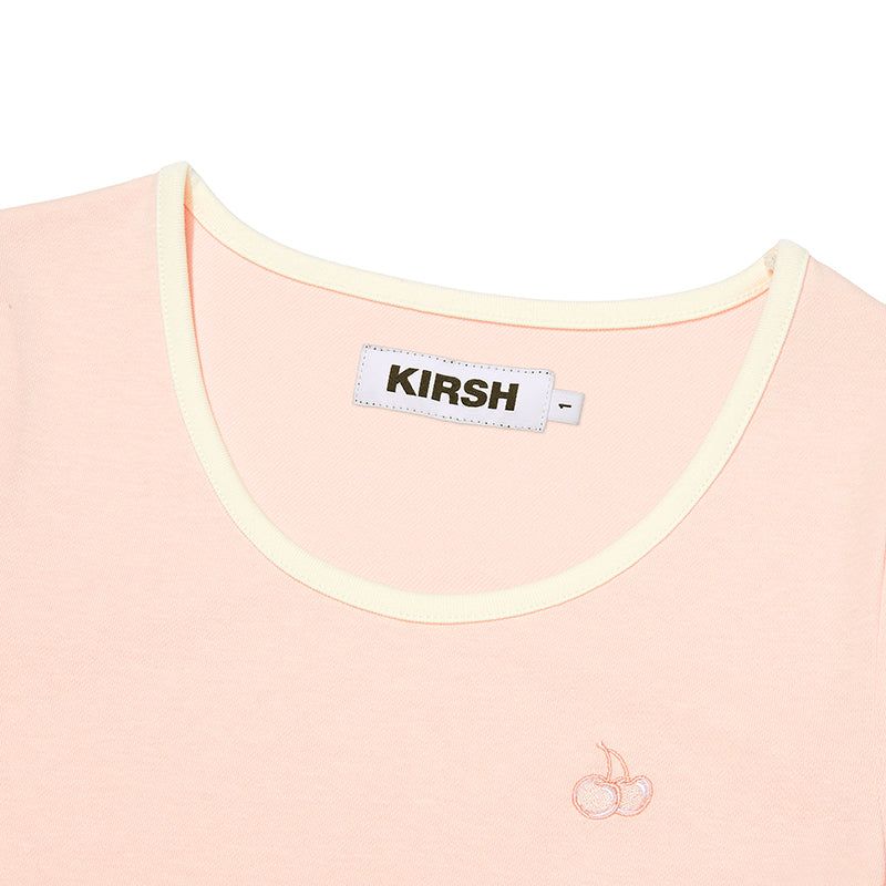 SMALL CHERRY ROUND NECK DRESS [SALMON]