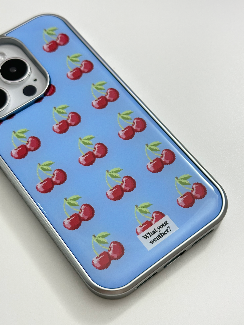 tiny weather（タイニーウェザー）の「フルーツテトリスエポキシーシルバーケース - cherry（スマホグッズ/小物）」