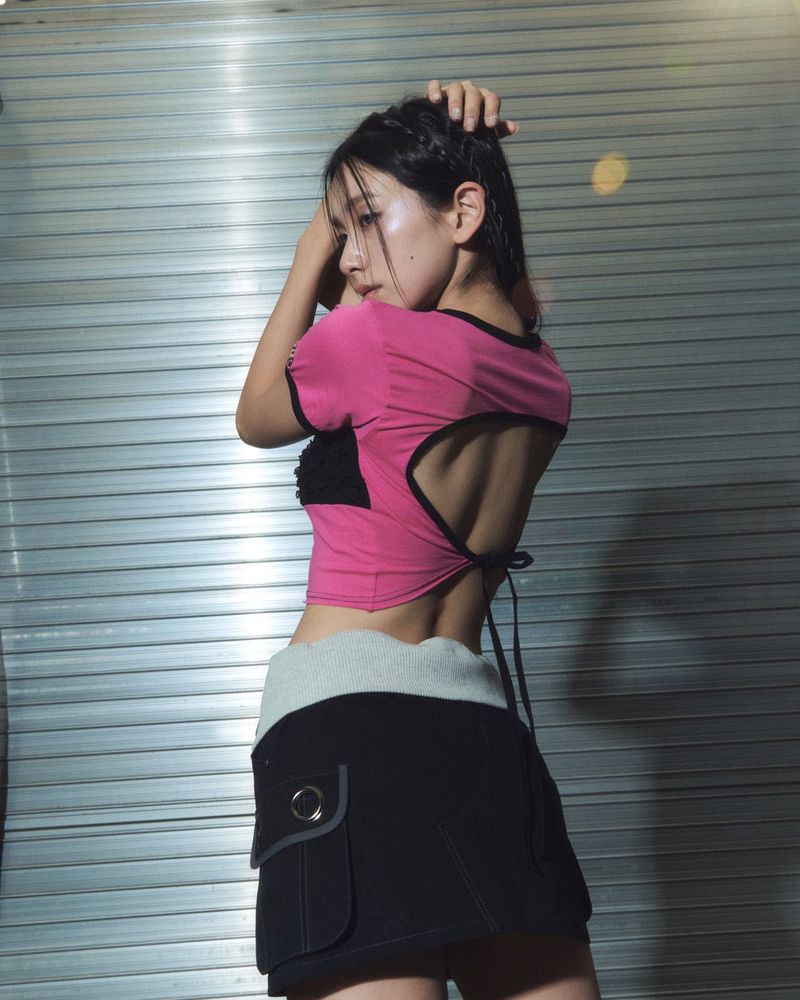 lace linger tee - pink