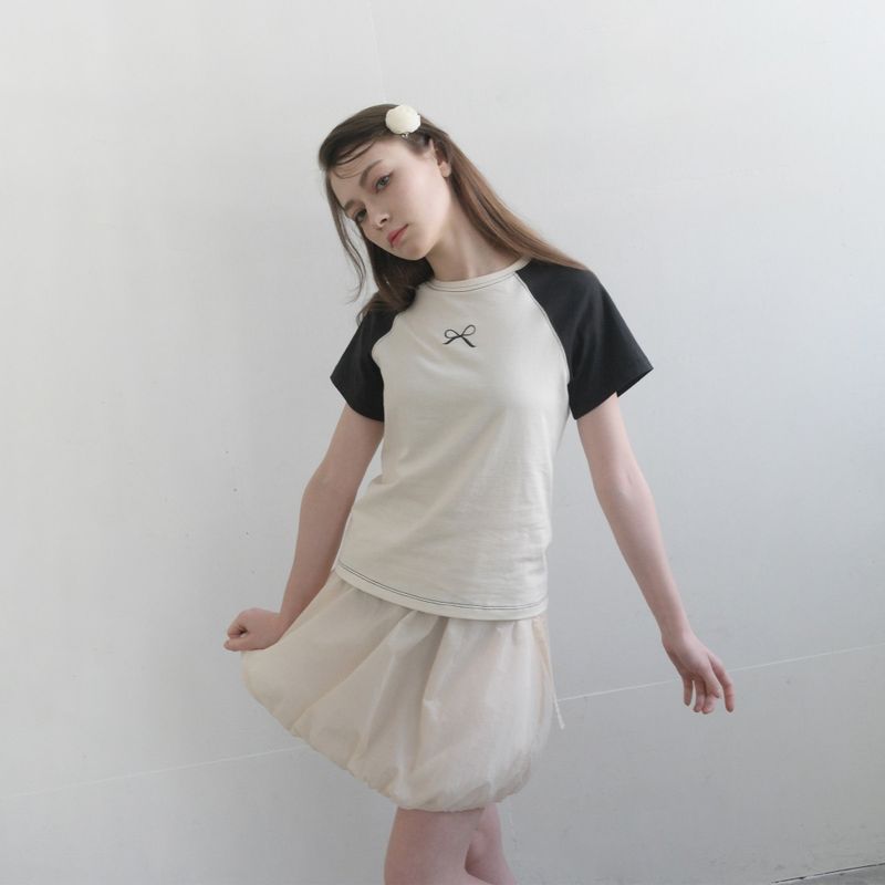Cream Nylon Pumpkin Skirt