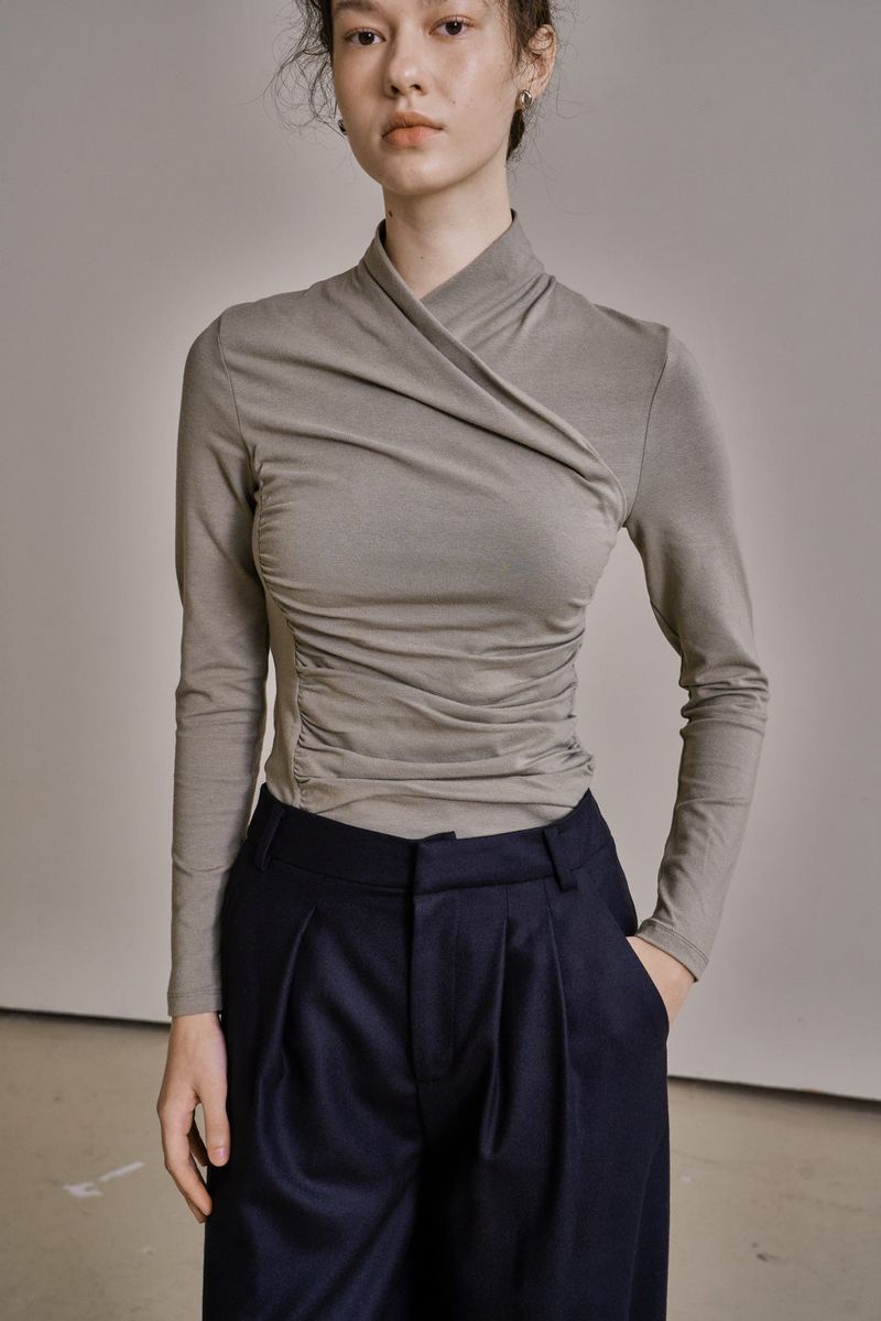 DRAPE JERSEY TOP_KHAKI