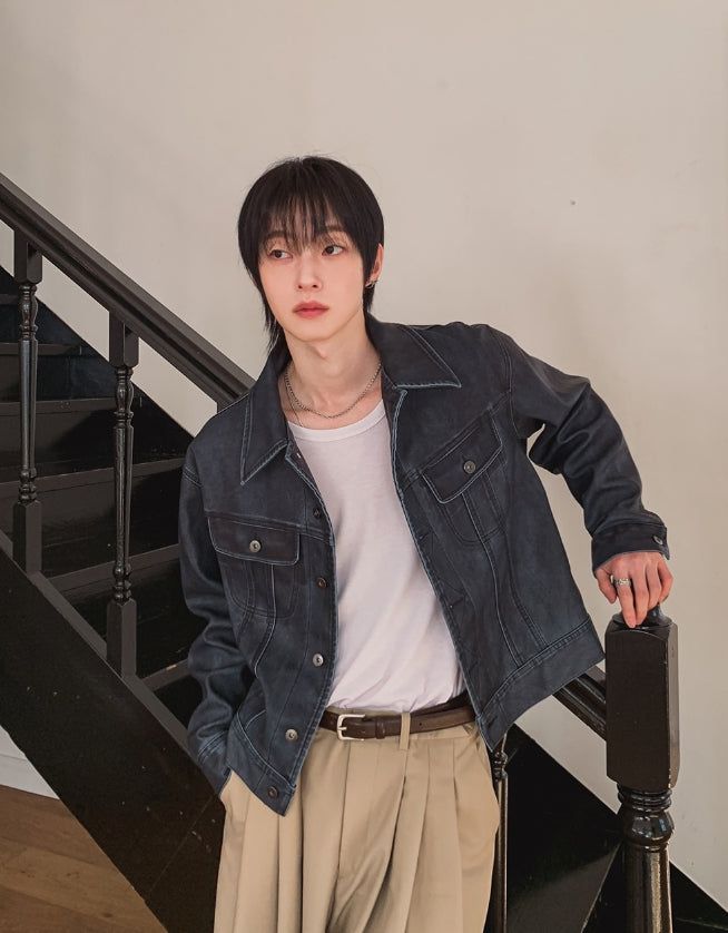 Creep Vintage Leather Trucker Jacket