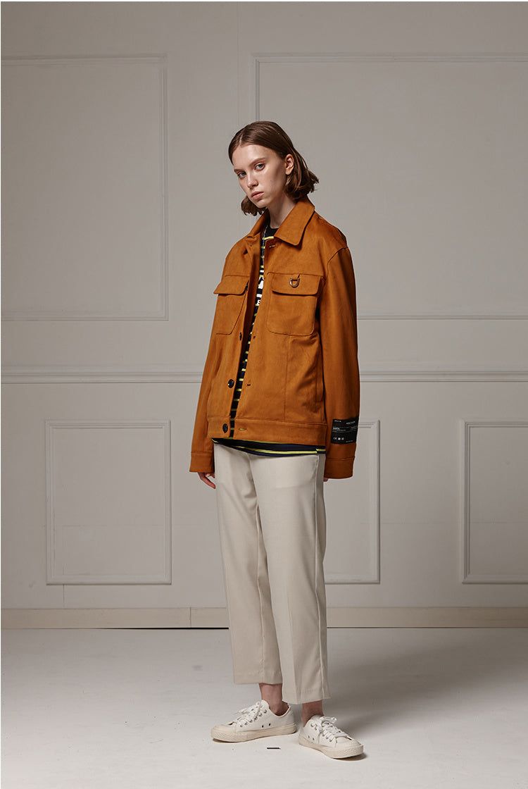 Suede wide pocket jacket