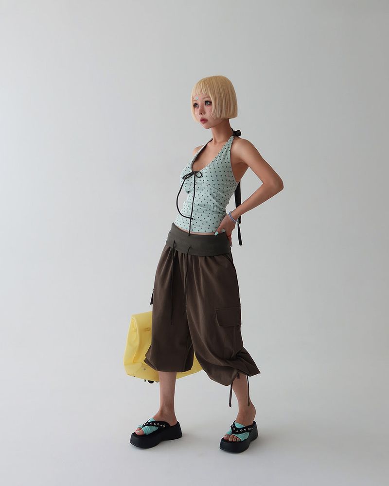 Rollup Cargo Bermuda Harem Capri Pants