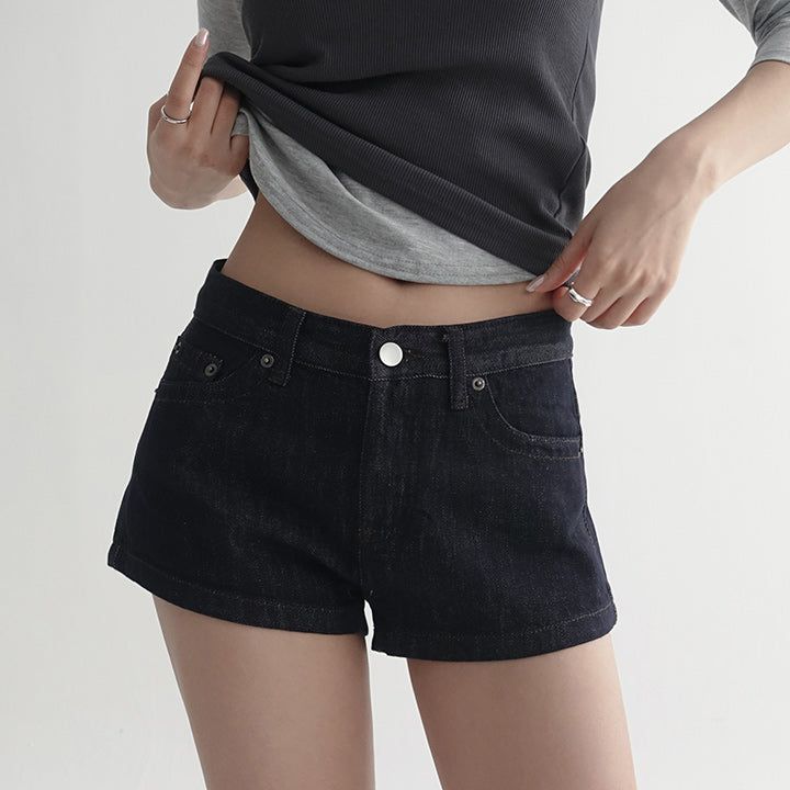 [made/4size] [Cabin] Non-Fade Raw Denim Micro Shorts -2color