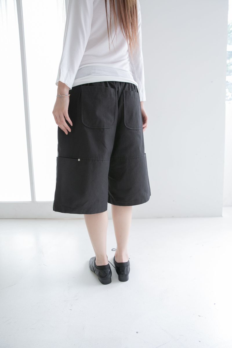 rivet hidden cotton bermuda pants(2colors)