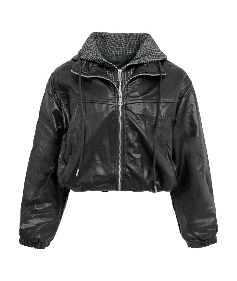 Cozy&Kitsch(コージーアンドキッチ)の「Marlene Leather Mix Hoodie Jacket(Jackets/Outerwear)」