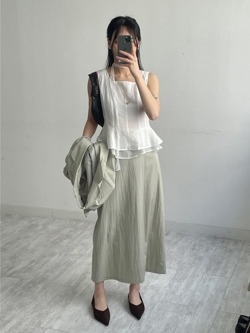 [Scarf SET] Liber Frill Sleeveless Blouse