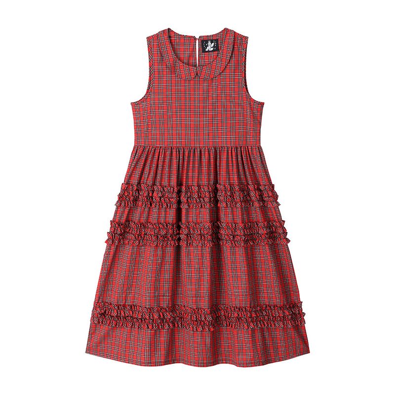 Tartan Frill Dress - Red