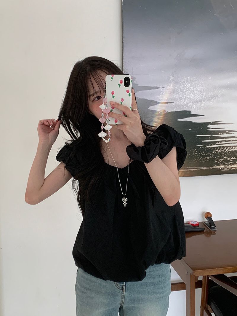 [MADE] Weare Ribbon Puff Blouse