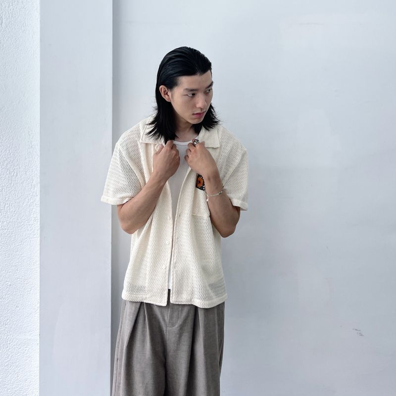 Textured Patch Pocket Short Sleeve Shirt
