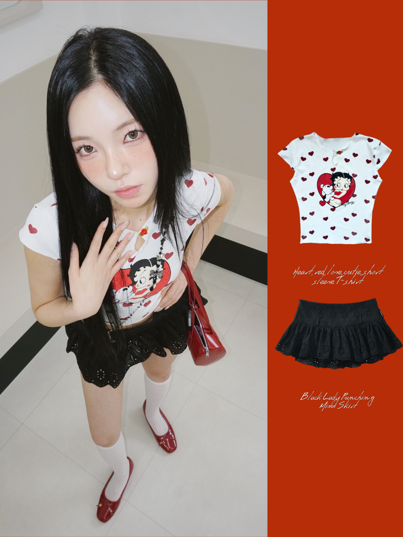Black Lady Punching Mini Skirt