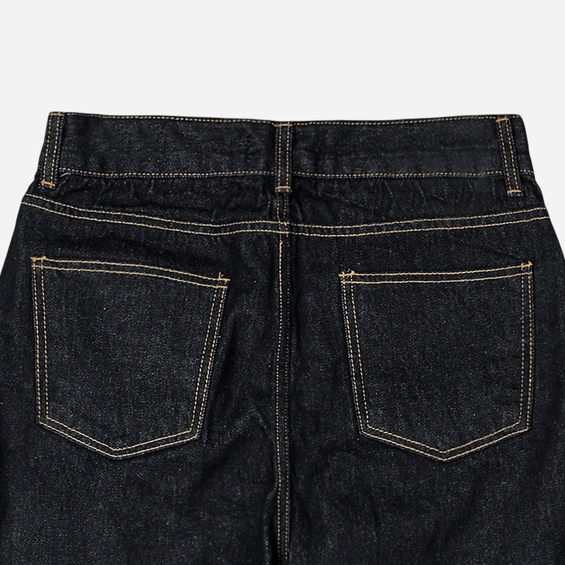 Button Curved Denim Pants
