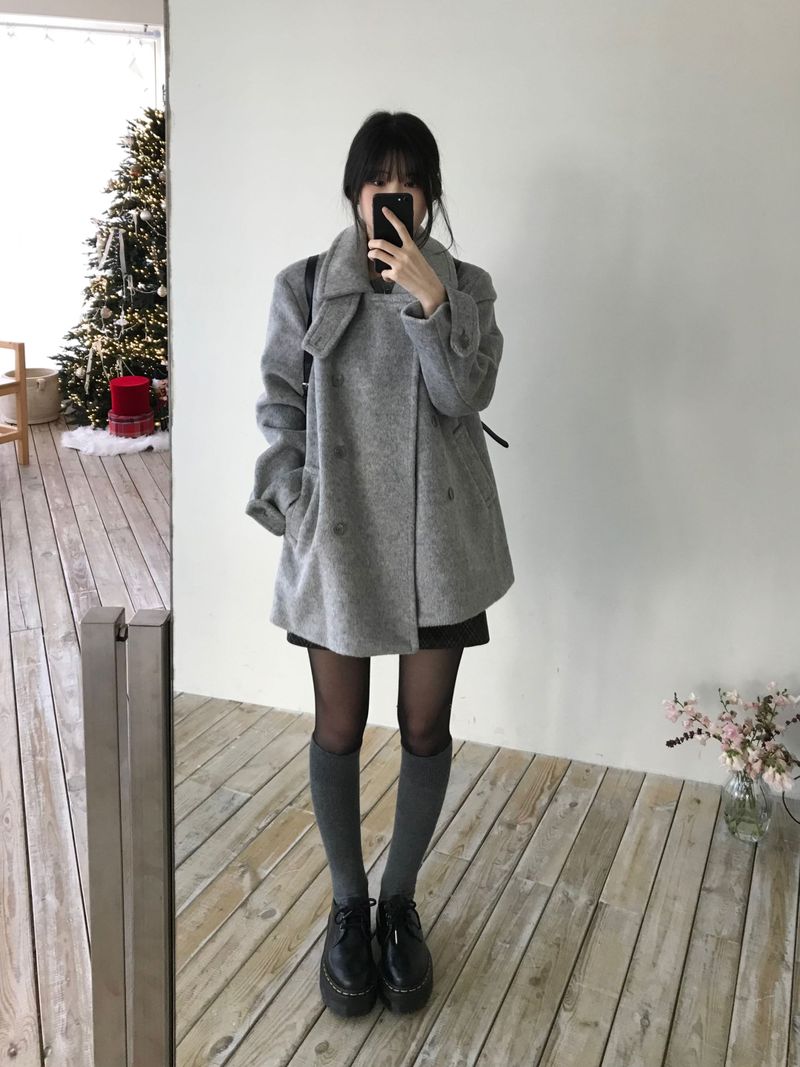 Kitten（キッテン）の「ハイネックダブルコート (2 colors)（ジャケット/アウター）」