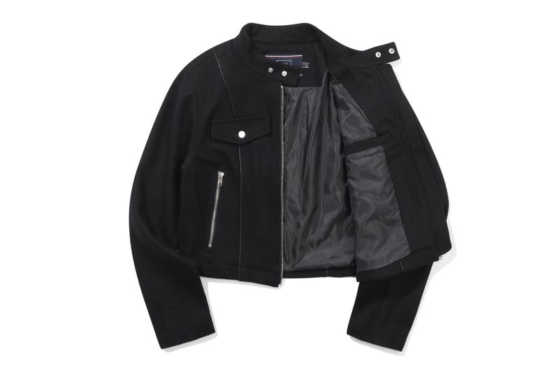 PIPING WOOL BIKER JACKET