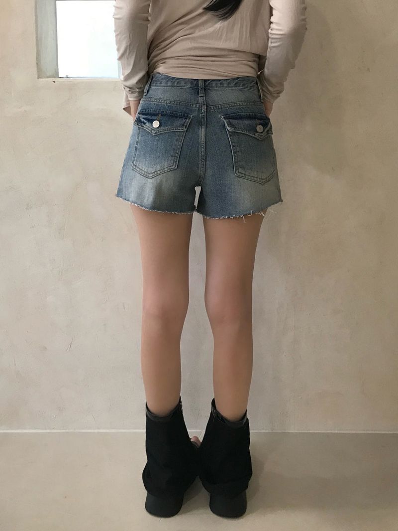 Like Back Pocket Denim Shorts(Denim)