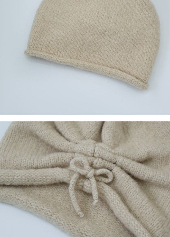 Shirring Ribbon String Knit Beanie (2color)