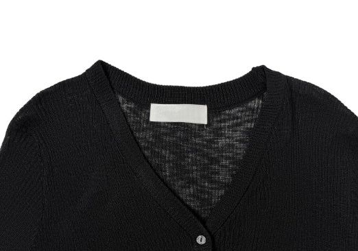 Brun Two-Button See-through Ribbed Knit Cardigan