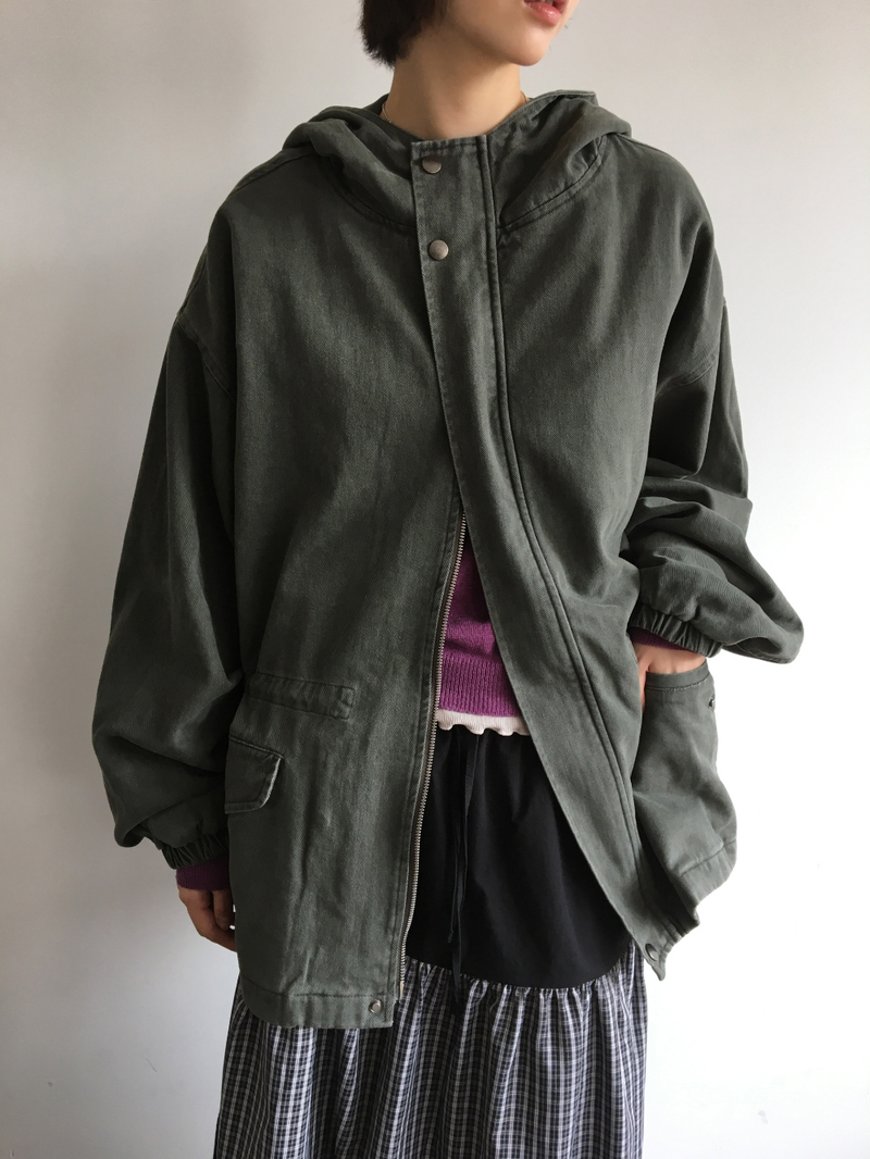 Morrow washed hooded field jacket (2color)