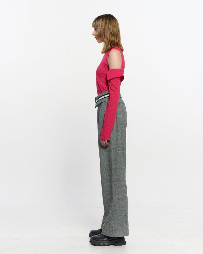 Fold Over Wide Slacks _ GREY