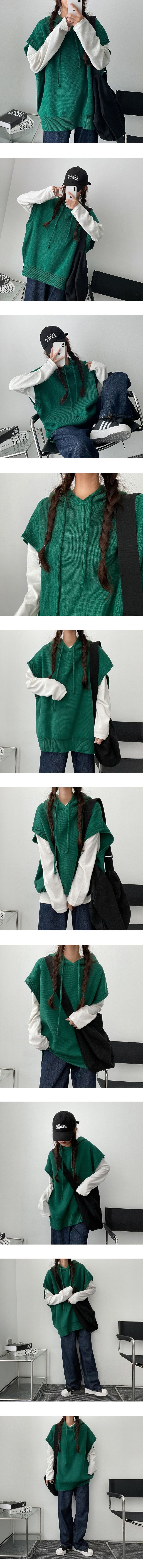 The Deep Boxy Hood Knit Vest