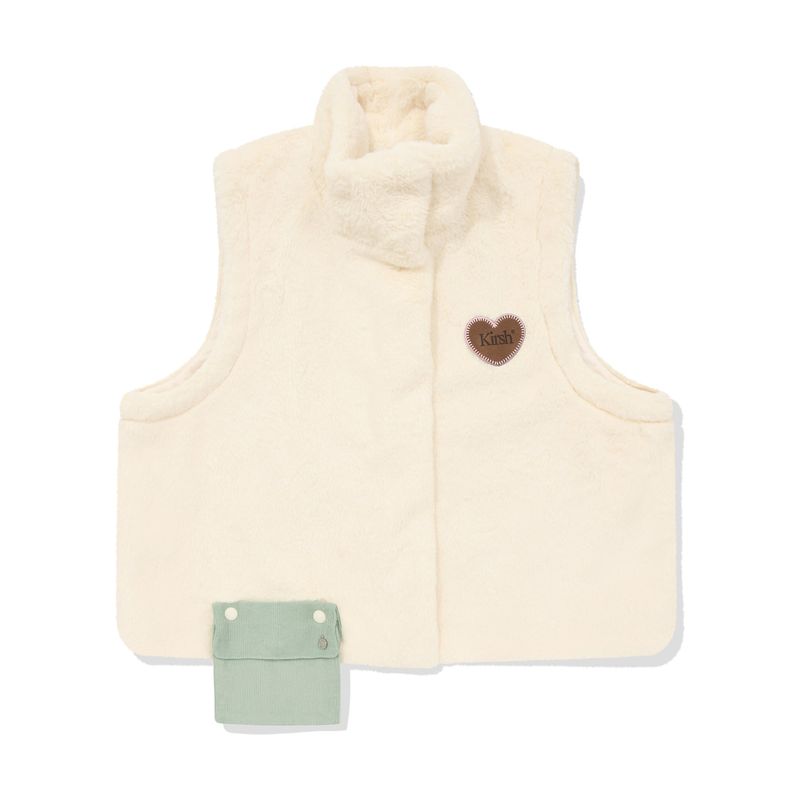 POCKET POINT 2 WAY CROP FUR JACKET [IVORY]