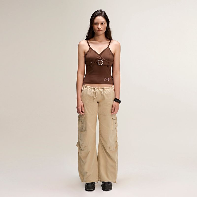 Belted Sleeveless Brown