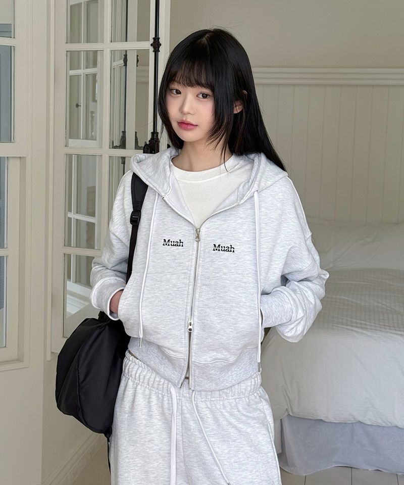 LOGO STITCH REGULAR FIT HOOD ZIPUP