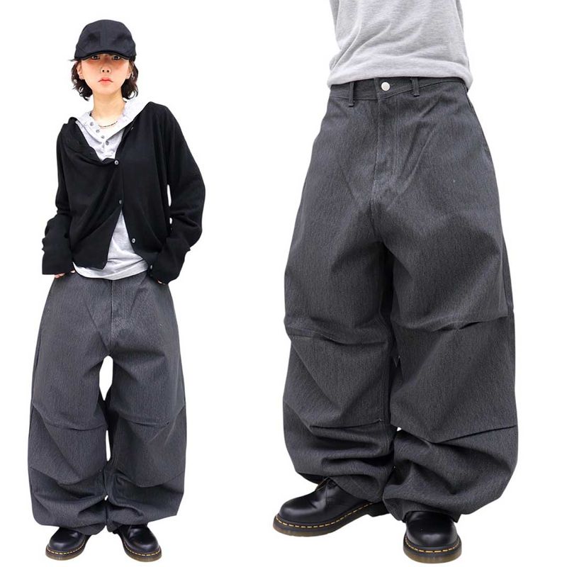 HundoP(ハンドピー)の「Wide Pigment Snap Denim Pants(Bags)」