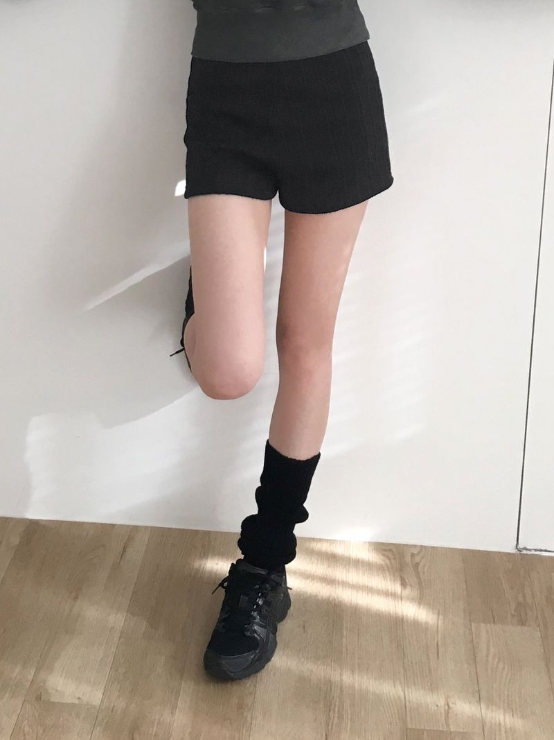 [Brushed lining] syoota ribbed short knit pants