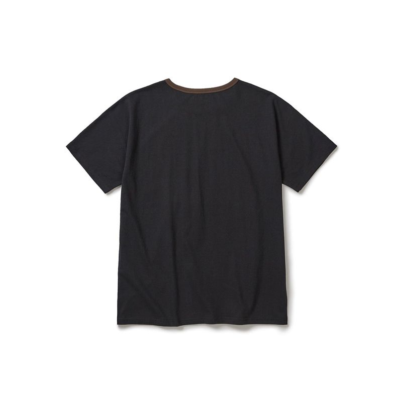 Patchwork pocket half T-shirts / Dusty black