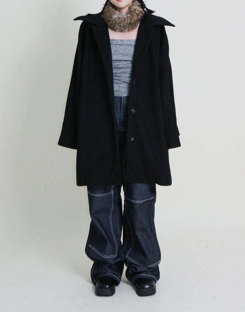 Belted Balmacan Single Alpaca Half Coat (Wool Coat/Winter Coat)