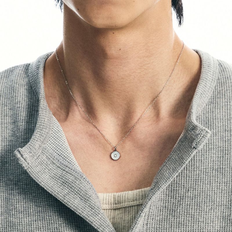 [SET] hyde moon stone & silver disk necklace
