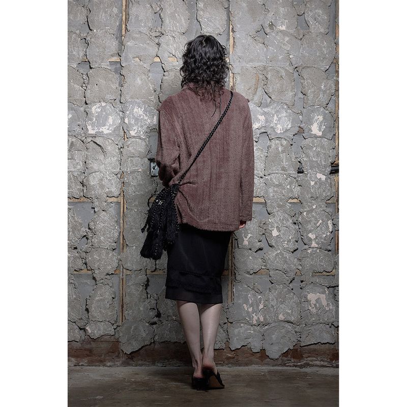 LACE-UP SHIRDIGAN: BROWN