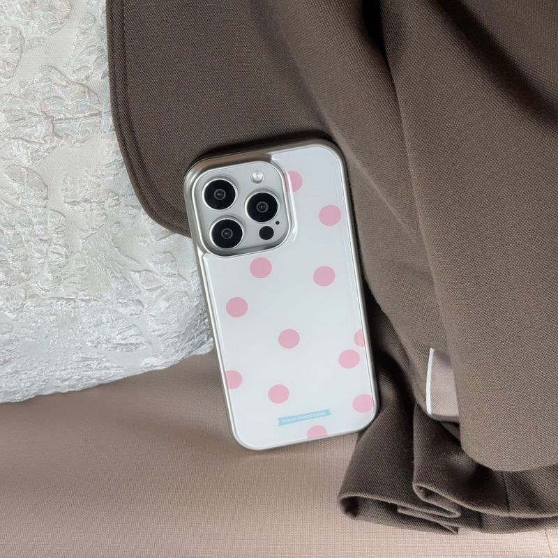 Dot text silver case (pink)