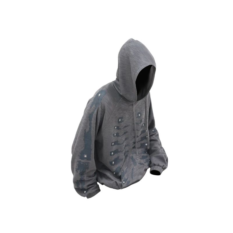 RELABEL('BONE) Skeleton-mapped texture, front and back skeleton print, loose and warm, casual hooded sweater