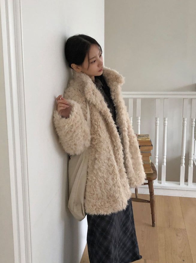 Bihin Collar Half Fur Jacket