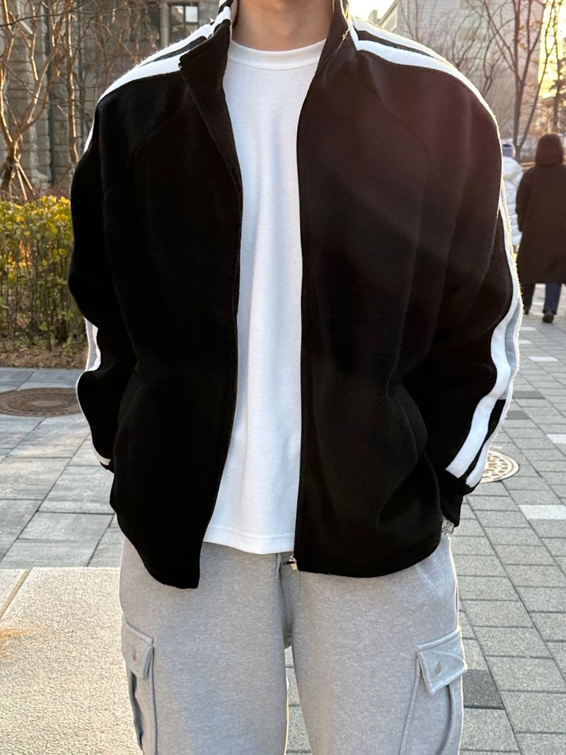 LMN line fleece jersey (black)